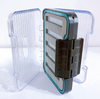 1pcs caja de pesca de mosca de plástico a prueba de agua de dos lados caja de engranajes de pesca azul