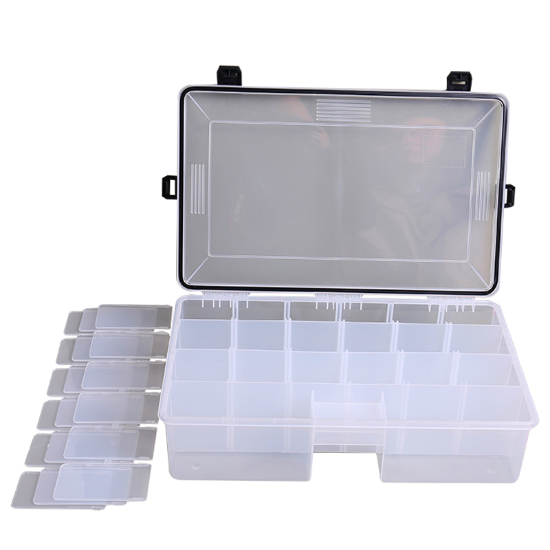 Compartimiento incorporado a prueba de agua Tapa de plástico Caja de aparejos de pesca Caja de almacenamiento de plástico