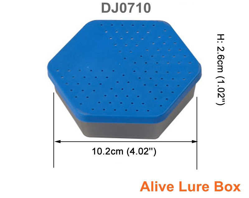 1 unid azul y caja de señuelo de PP transparente vivo Ø10.2 * 2.6cm